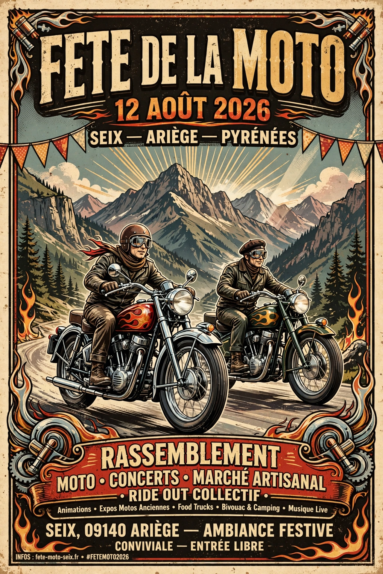 Affiche : Fête de la Moto — 12 août 2026
